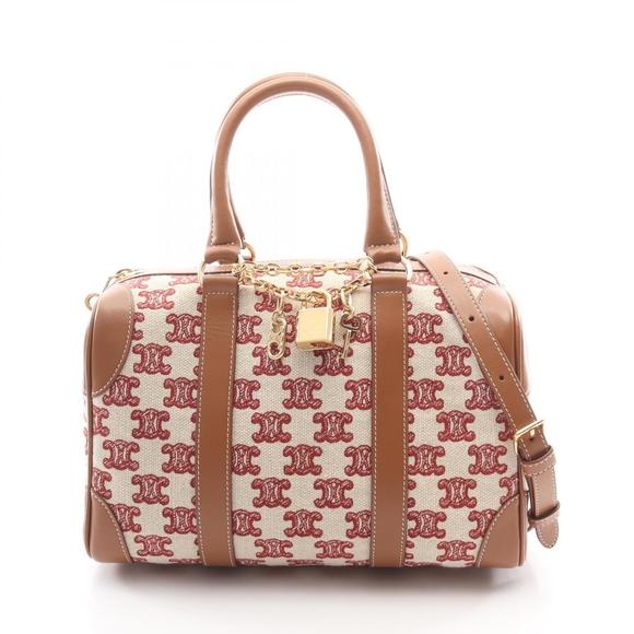 Celine Triomphe handbag Leather Ivory White red brown - Picture 1 of 6